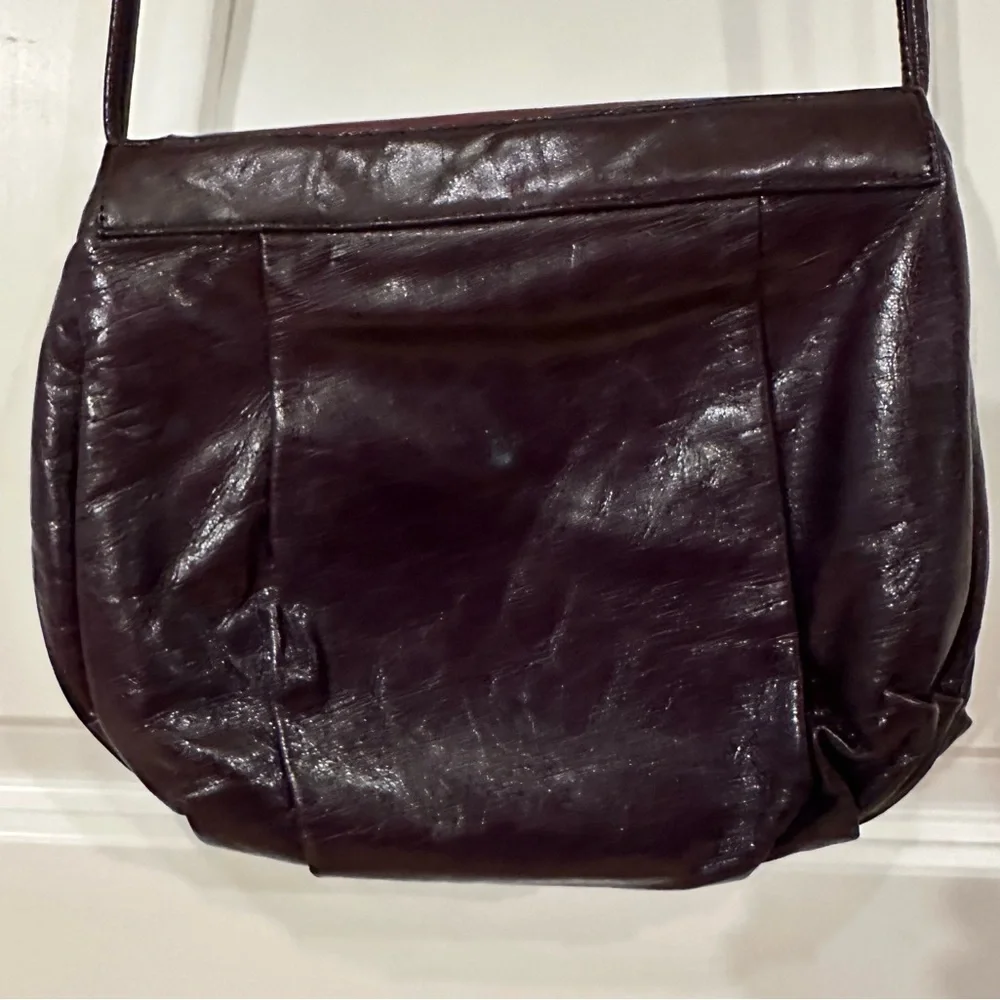 Vintage Ottorino Bossi iItalian Leather Crossbody Purse Small Handbag Purple Bag